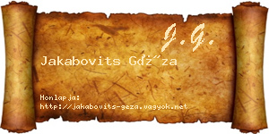 Jakabovits Géza névjegykártya
